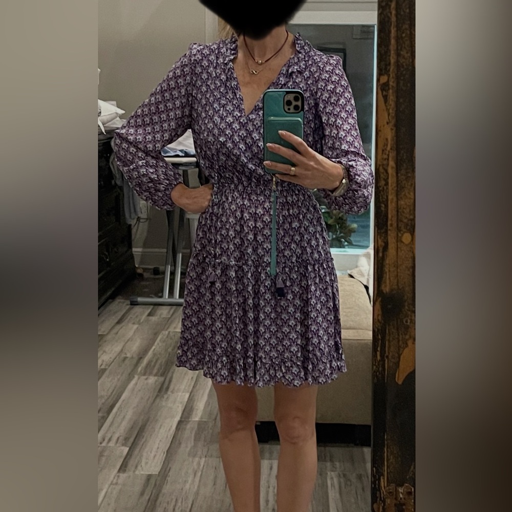 Cute Mini Purple Patterned Dress - Picture 2 of 6